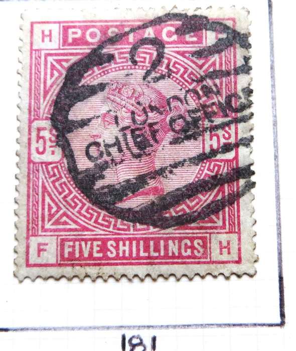 GB SG 181 Victoria 5 Shillings VFine Used