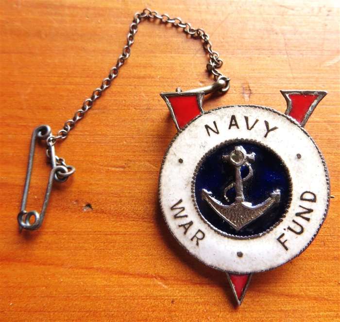 Silver Stamped Navy war Fund Badge