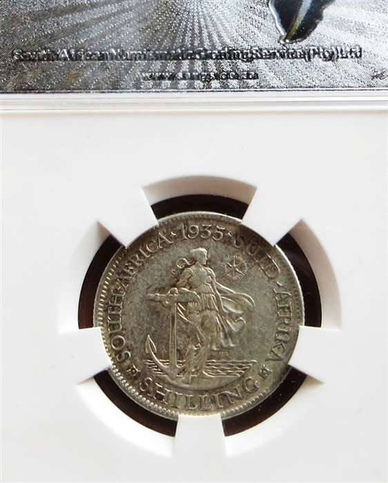 1935 SA VF35 SANGS Silver 1 Shilling Graded