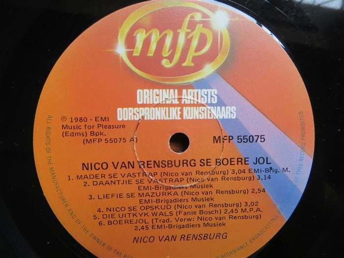 Nico Van Rensburg se Boerejol - Vintage Vinyl LP - VG