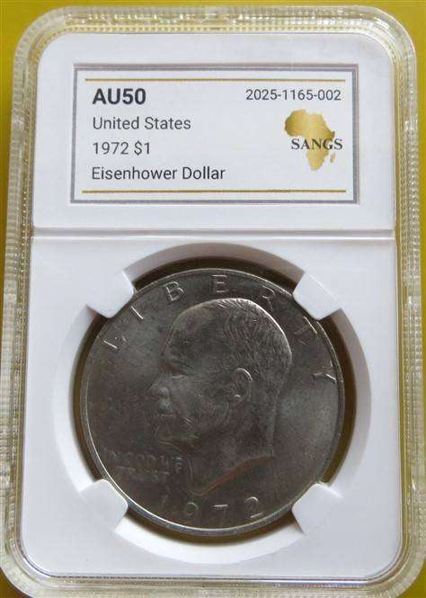 US 1972 Eisenhower $1 Dollar SANGS AU50