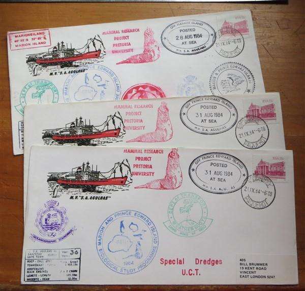 3 x 1984 Ship R.S Agulhas Prince Edward Island Mammal Research Cover