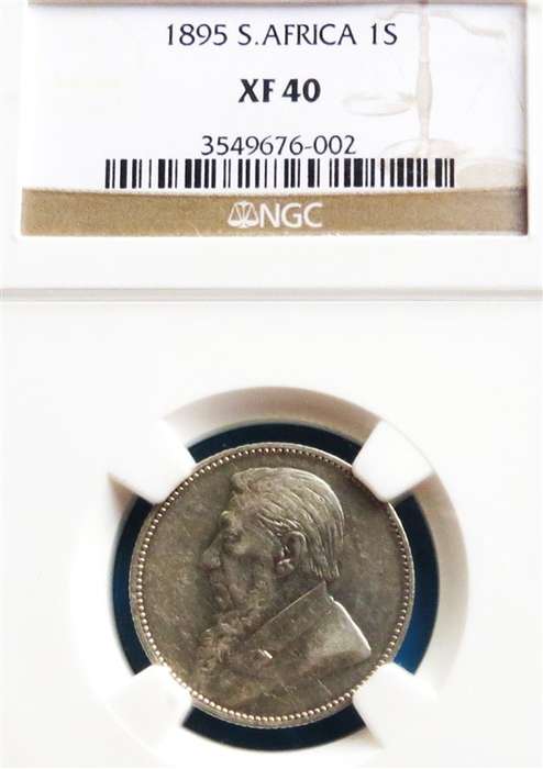 1895 ZAR 1 Shilling Silver NGC XF40 Graded