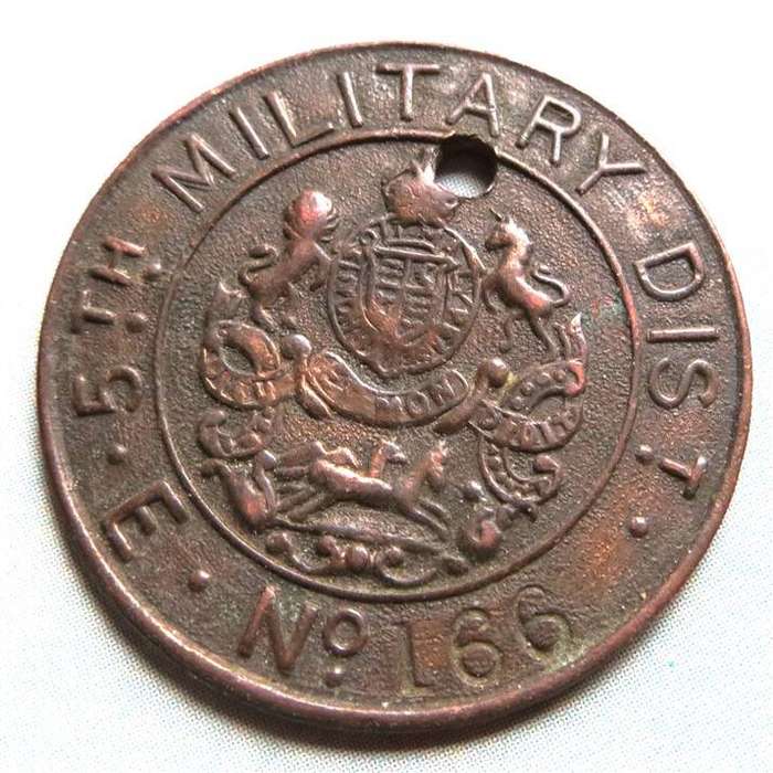 5th Military Dist. - E - No.166 Medal/Pendant - Unknown