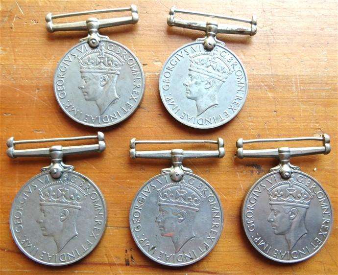 5 x 1939 - 1945 WW2 Medals - Named - Bid per Medal