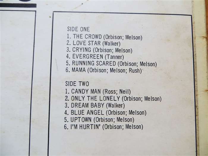 Roy Orbison's Greatest Hits - Vintage Vinyl LP - VG