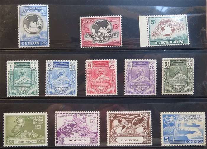 3 x UPU Mint Stamp Sets - Ceylon/Burma/Dominica