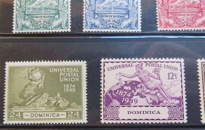 3 x UPU Mint Stamp Sets - Ceylon/Burma/Dominica
