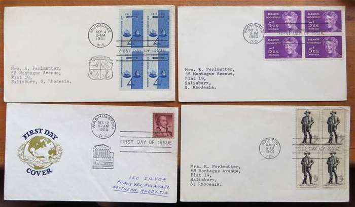 4 x USA Covers - addressed to Southern Rhodesia