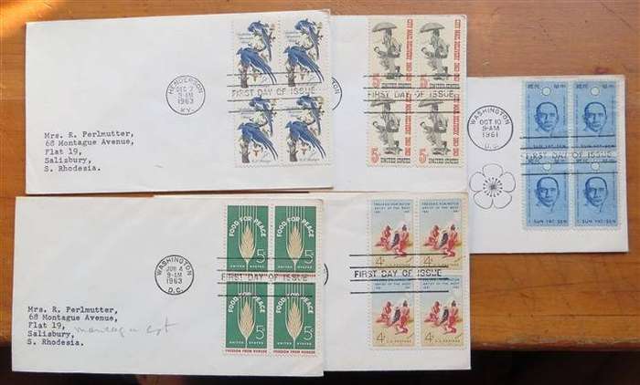 5 x USA Covers - addressed to Southern Rhodesia