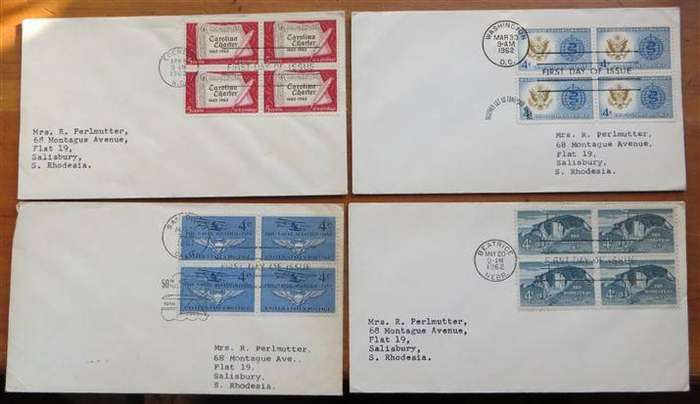 4 x USA Covers - addressed to Southern Rhodesia