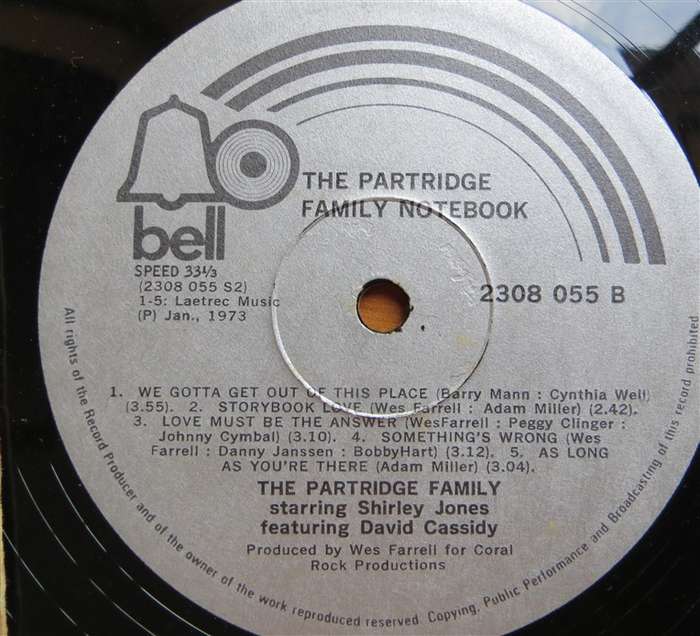 The Partridge Family Notebook - Vintage Vinyl LP - G Cover/VG Vinyl