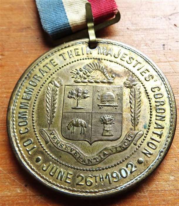 1902 Coronation Medallion with Ribbon & Craddock Bar