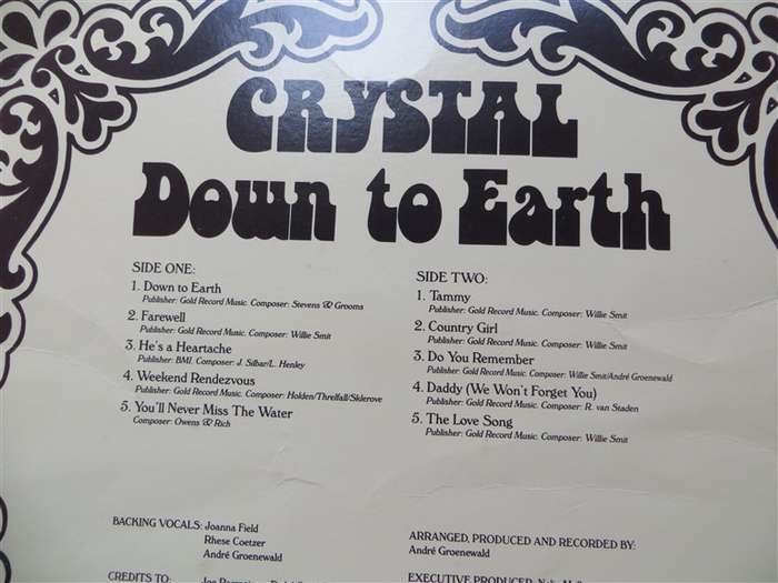 Crystal - Down To Earth - Signed with family message - Vintage Vinyl LP - VG