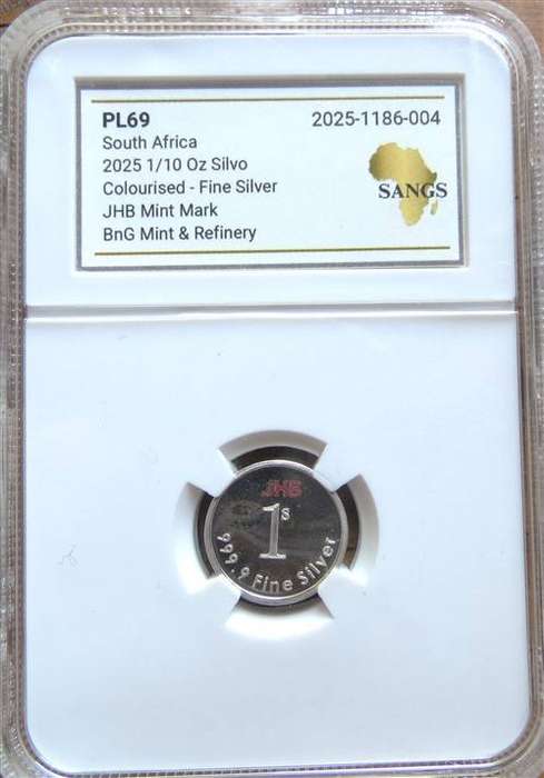 2025 PL69 SANGS Silver Colorized 1/10Oz JHB Mint Mark