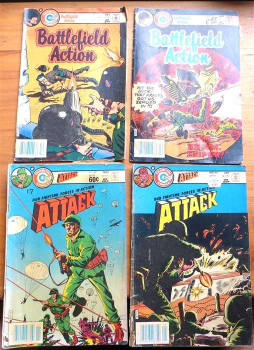 4 x Charlton Comics - Battlefield Action & Attack Comics