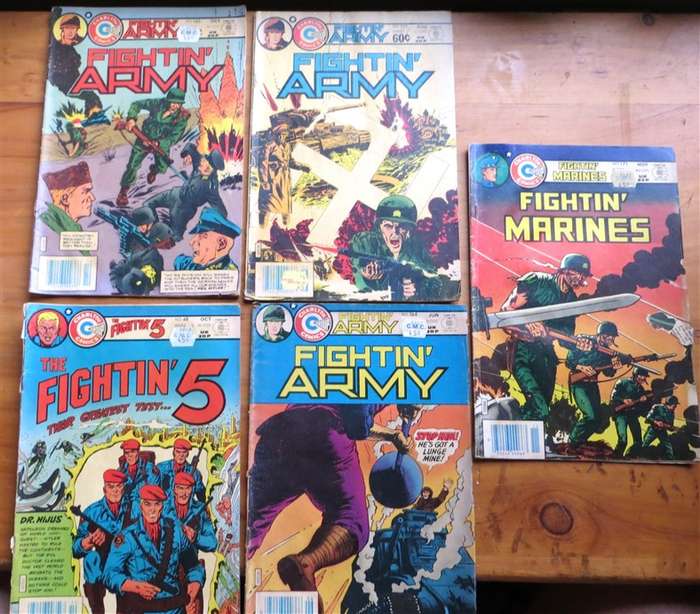 5 x Charlton Comics - Fightin Army / 5 / Marines Comics