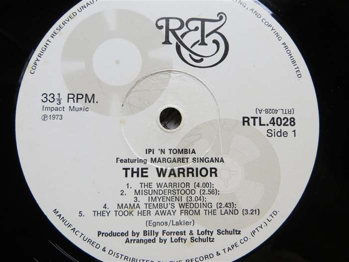 Ipi N Tombia - The Warrior  - Vintage Vinyl LP - VG