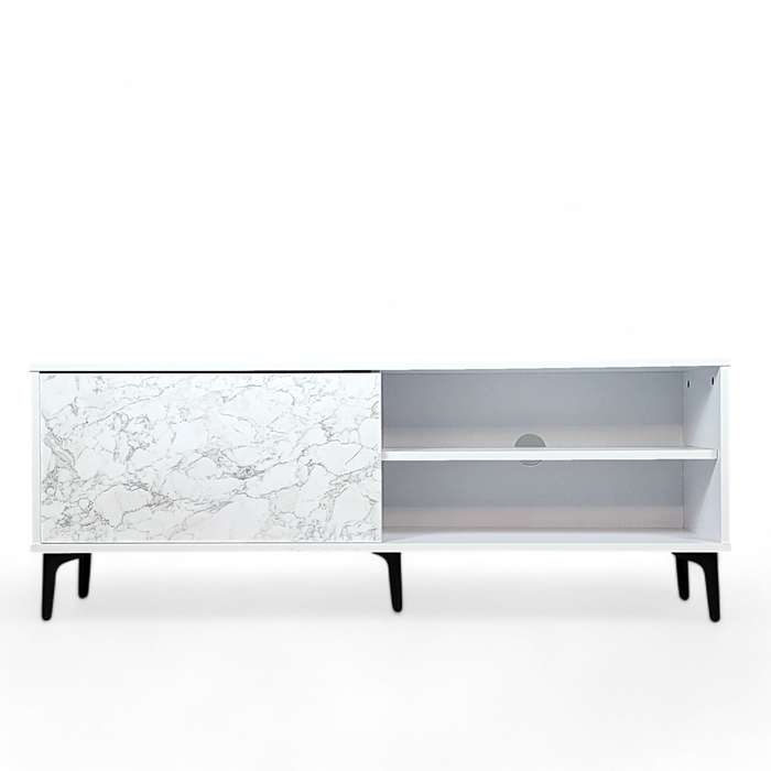 Petra TV Stand White-Marble 120cm