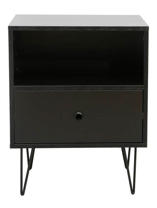 Indra Nightstand, Pedestal Black
