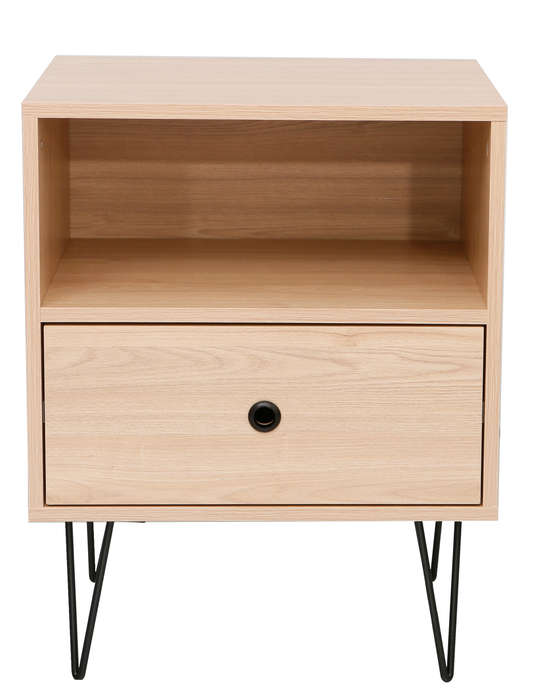Indra Nightstand, Pedestal Light Oak
