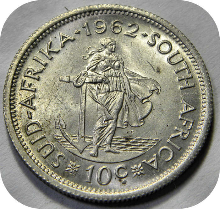 Top Grade RSA: 1962 van Riebeeck 10c Shilling in UNC below R250!  Two specimens available.