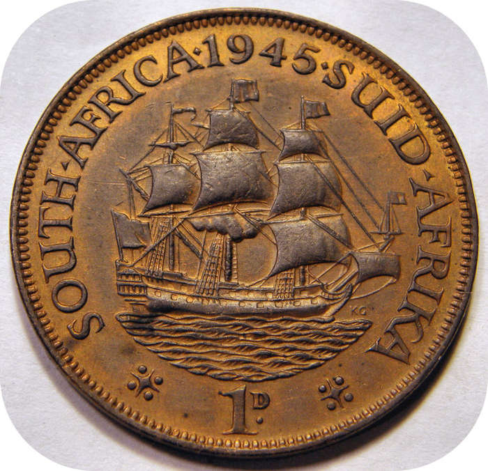 Winskoop SA Unie:  1945 1d Pennie in AEF onder R70!
