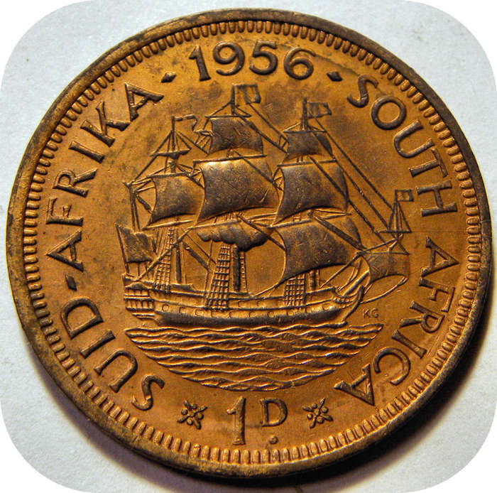 Top Grade SA Union: 1956 Penny 1d RED A/UNC!