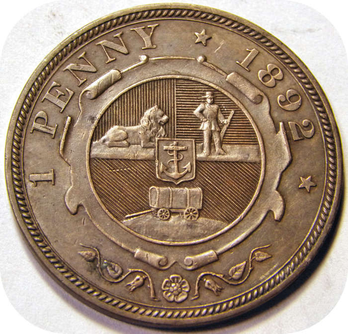Top Grade ZARs:  1892 Penny 1d in UNC!!  Superb strike!