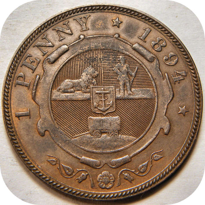 Well priced ZARs:  1894 Penny 1d A/UNC details below R500!!  some light graffiti visible obverse