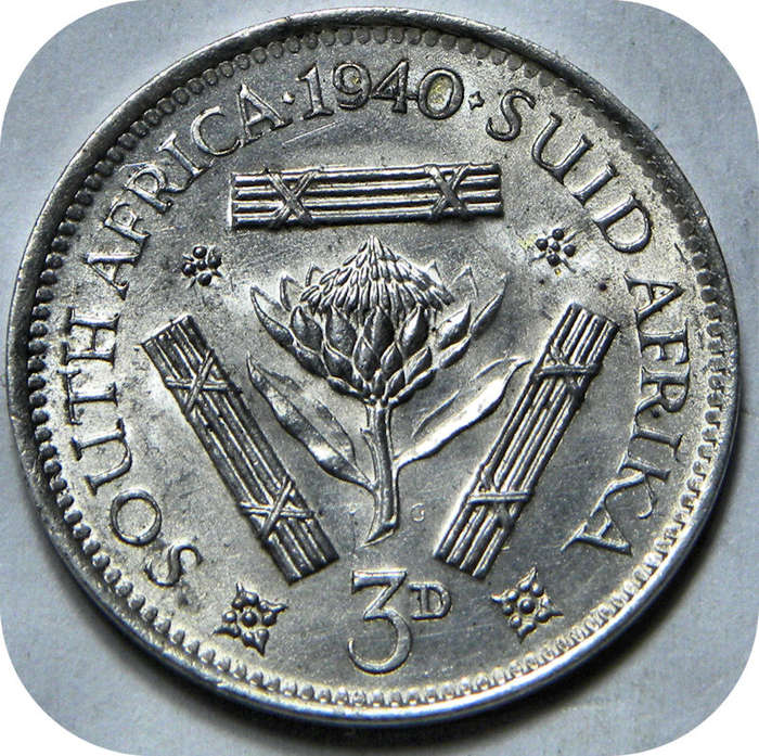 Top Grade SA Union:  Lustrous 1940 Tickey 3d in A/UNC!