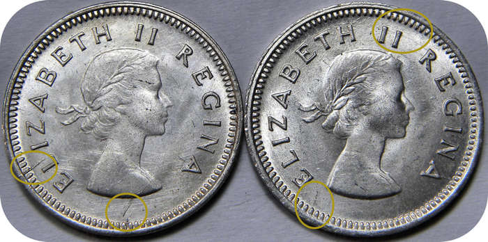 Top Grade SA Union: RARE 1955 tickeys 3d in Brilliant UNC!!  Two Die Crack specimens!