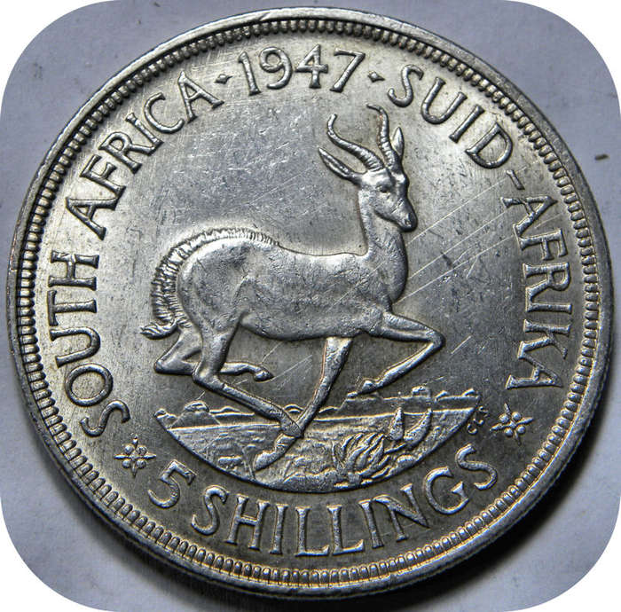 Winskoop SA Unie: 1948 Kroon 5/- in FOUT UNC onder R800!!!