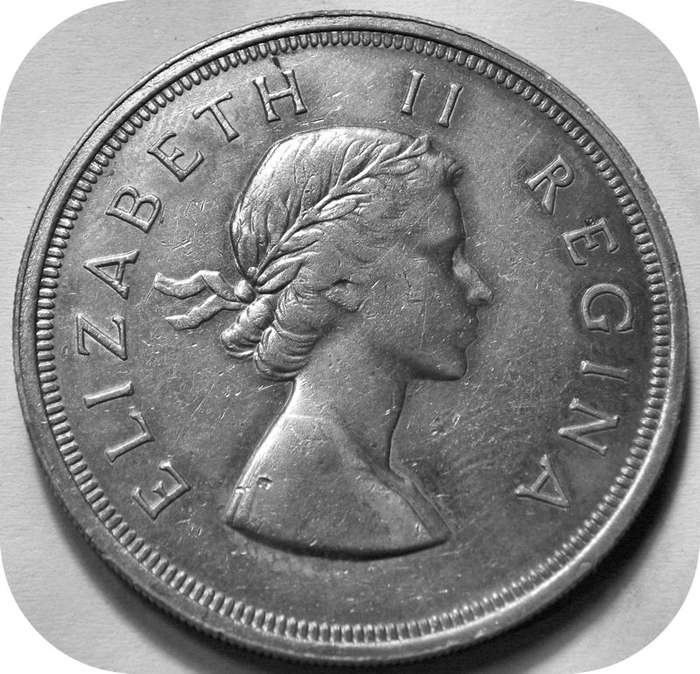 1957 Kroon 5/- in A/UNC onder R400!!!