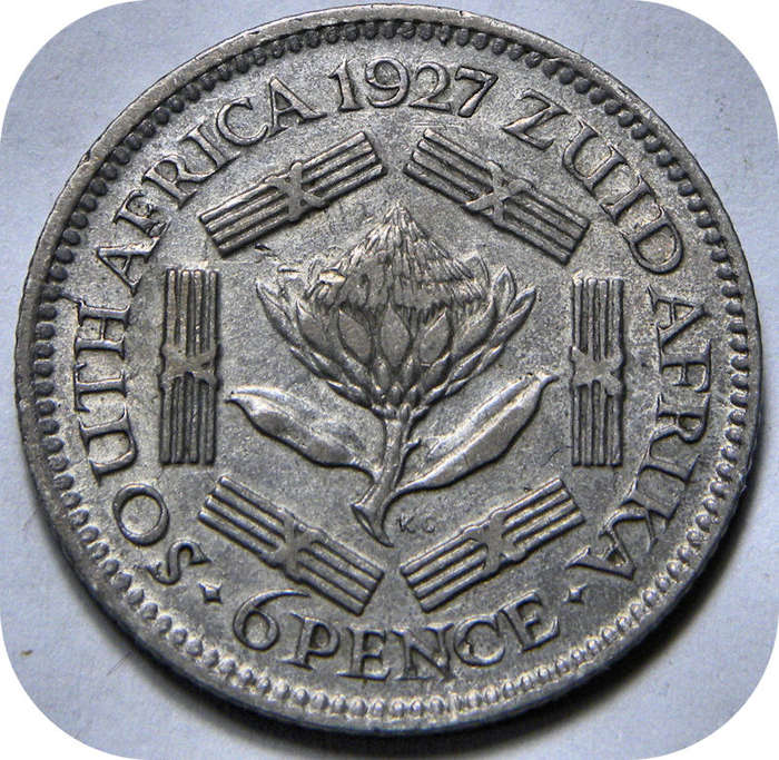 The rare 1927 Sixpence 6d in VF below R400!!