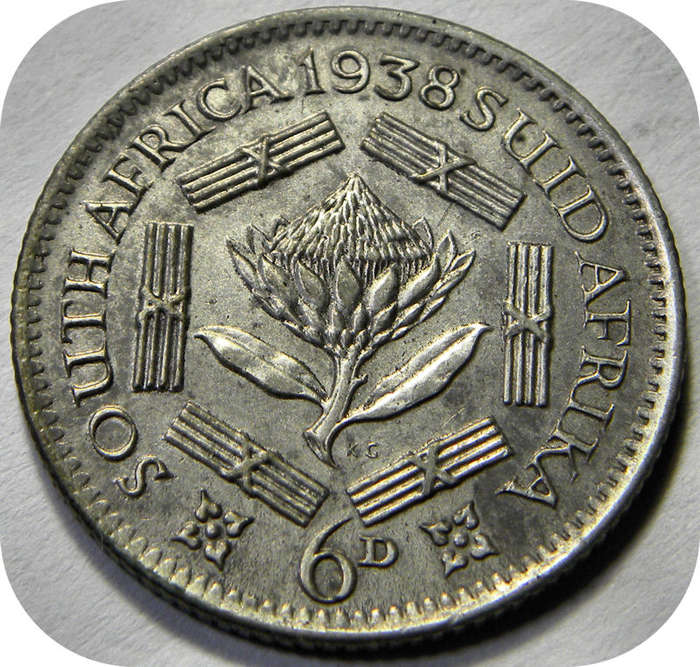 Top Grade SA Union:  1938 Sixpence in EF below R400!