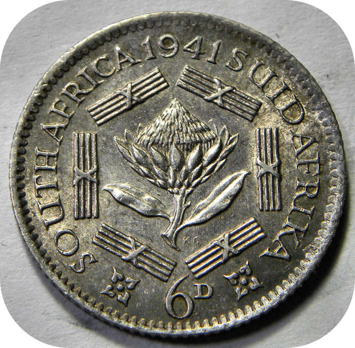 Top Grade SA Union:  Lustrous 1941 Sixpence 6d in A/UNC!