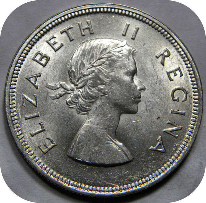 Top Graad SA Unie: 1956 Half kroon 2/6 in Brilliant UNC!!!