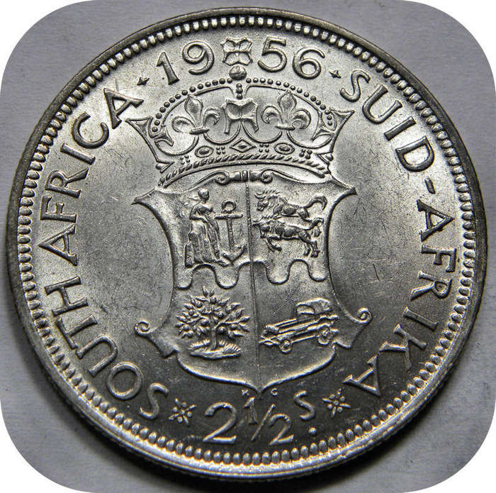 Top Graad SA Unie: 1956 Half kroon 2/6 in Brilliant UNC!!!