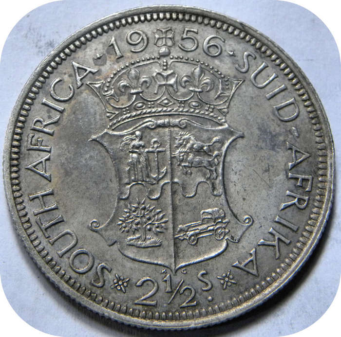 Top Graad SA Unie: 1956 Half kroon 2/6 in A/UNC onder R400!!!