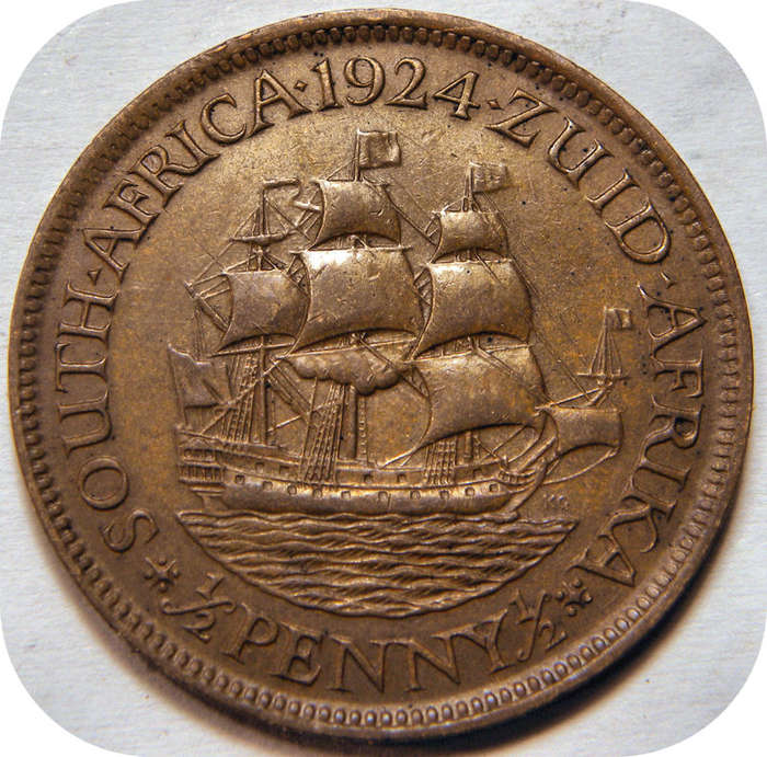 Top Grade SA Union:  1924 Half Penny 1/2d in A/UNC