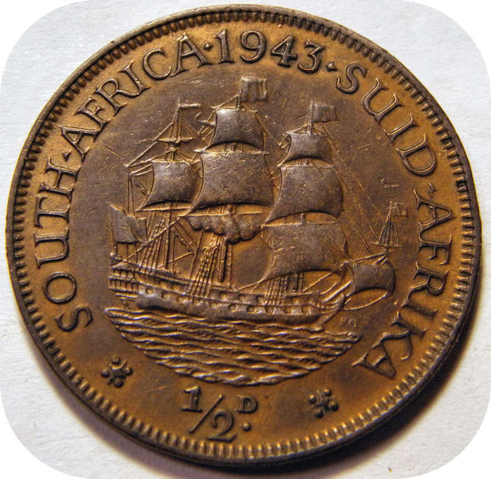 R1 closing down sale: 1943 Half Penny in Lustrous AEF