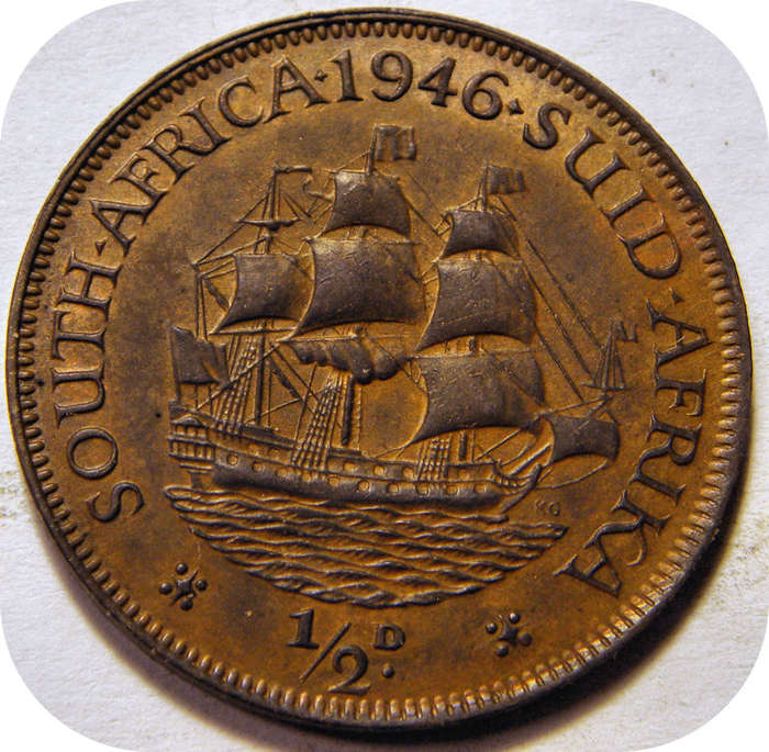 Top Graad SA Unie: 1946 Half Pennie 1/2d in rooi A/UNC!!