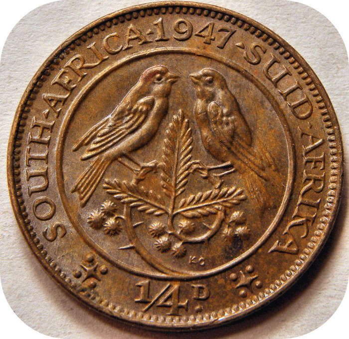  Top Grade SA Union:  Incredible 1947 Farthing 1/4d in UNC! 