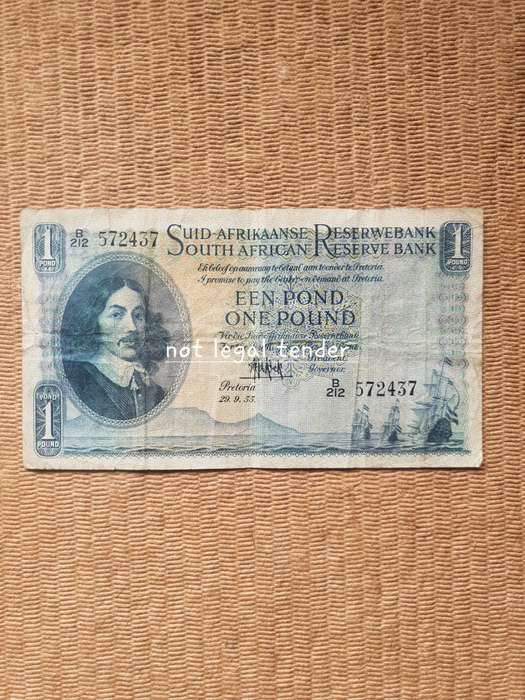 MH de Kock 4th Issue Afr/Eng One Pound Banknote (B212)