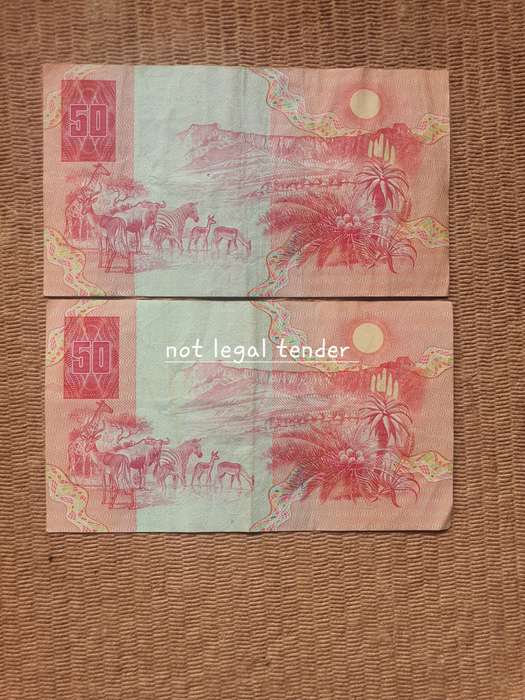 2 GPC de Kock 3rd Issue Afr/Eng Fifty Rand Banknotes (AE/AE)