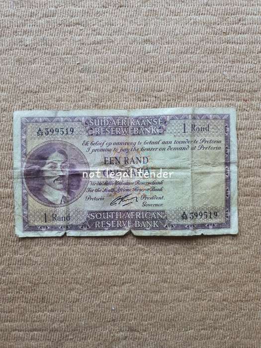 1962 G Rissik 1st Issue Afr/Eng One Rand Banknotes (A53)