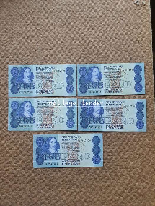 5 Unc 1989 GPC de Kock 3rd Issue Afr/Eng Two Rand Banknote (EG/FL)