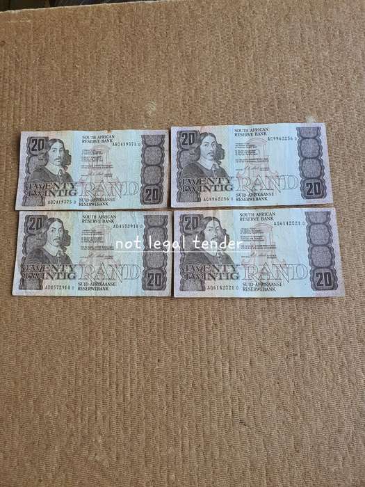 1990 C Stals 1st issue Eng/Afr Twenty Rand Banknote (AB/AC/AD/AG)