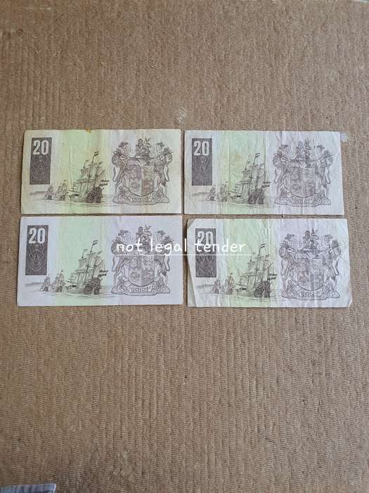 1990 C Stals 1st issue Eng/Afr Twenty Rand Banknote (CC/CD/CE/CF)